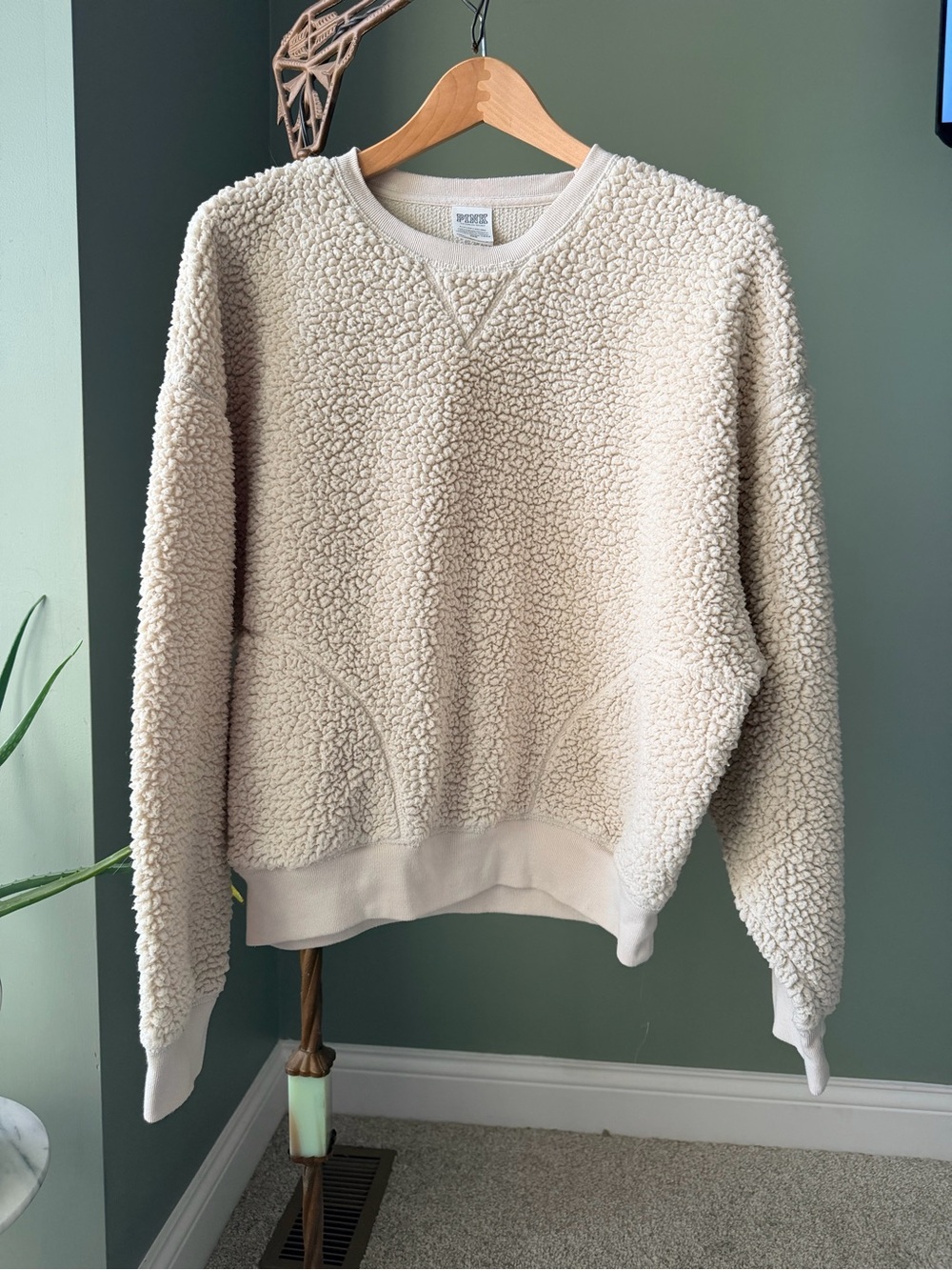 PINK Victoria’s Secret Sherpa Teddy Fleece Crewneck Sweatshirt S